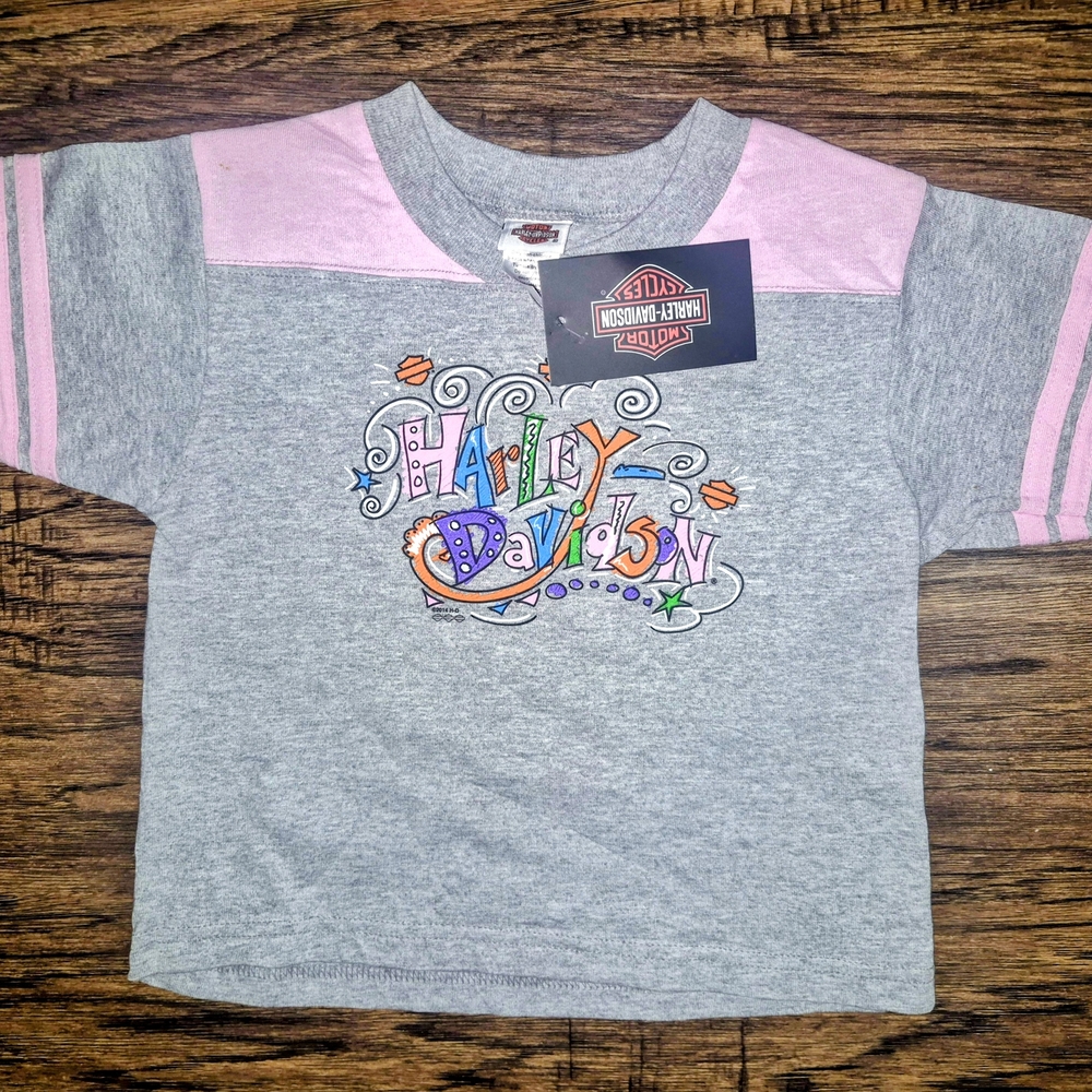 Harley-Davidson Kids Tee in Gray and Pink
